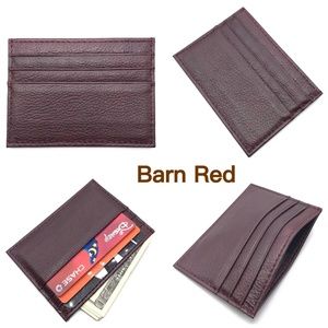 IXYVIA Leather Wallet  Slim Card Holder - Barn Red